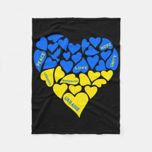 Blue Yellow Peace Dove Heart Ukraine Hope Love Ukr Fleece Blanket