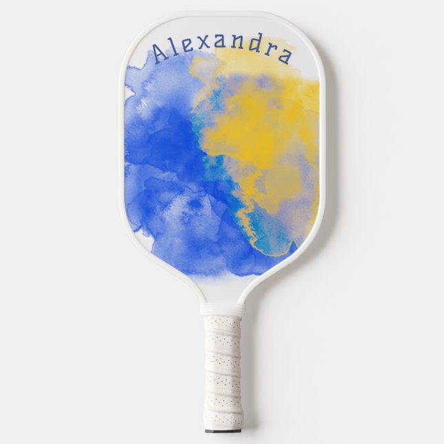 Blue & Yellow Personalised Pickleball Paddle (Front)