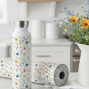 Blue Yellow Pink Floral Wildflower Yoga Mat