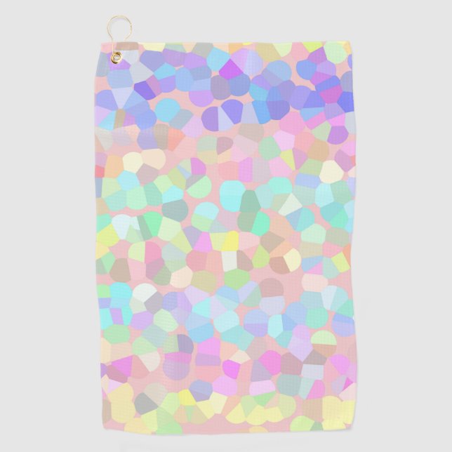 Blue Yellow Pink Green Pastel Mosaic Abstract  Golf Towel (Front)