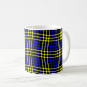 Blue Yellow Plaid Checker Seamless Pattern Coffee Mug