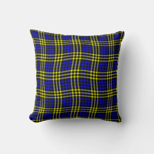 Blue Yellow Plaid Chequered Seamless Pattern Cushion