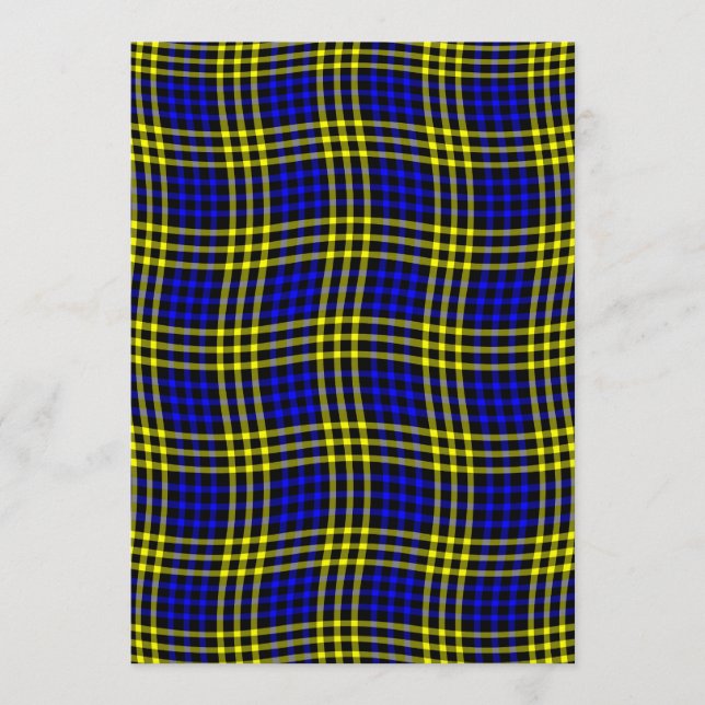 Blue Yellow Plaid Chequered Seamless Pattern Invitation (Front)