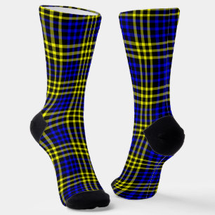 Blue Yellow Plaid Chequered Seamless Pattern Socks