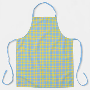 Blue Yellow Plaid Pattern Apron