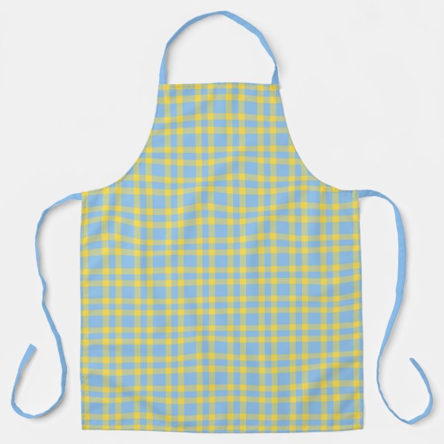 Blue Yellow Plaid Pattern Apron (Front)