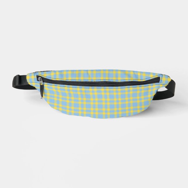 Blue Yellow Plaid Pattern Bum Bags (Front)
