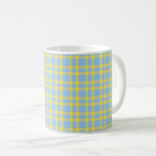 Blue Yellow Plaid Pattern Coffee Mug