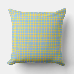 Blue Yellow Plaid Pattern Cushion