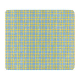 Blue Yellow Plaid Pattern Cutting Board