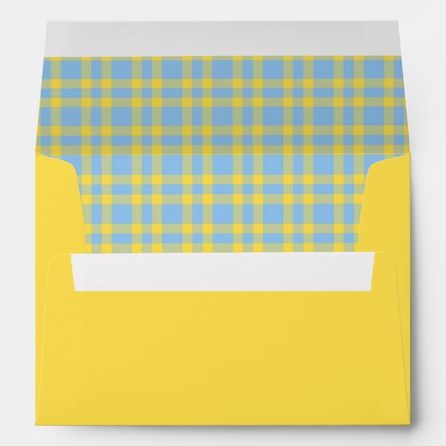 Blue Yellow Plaid Pattern Envelope (Back (Bottom))