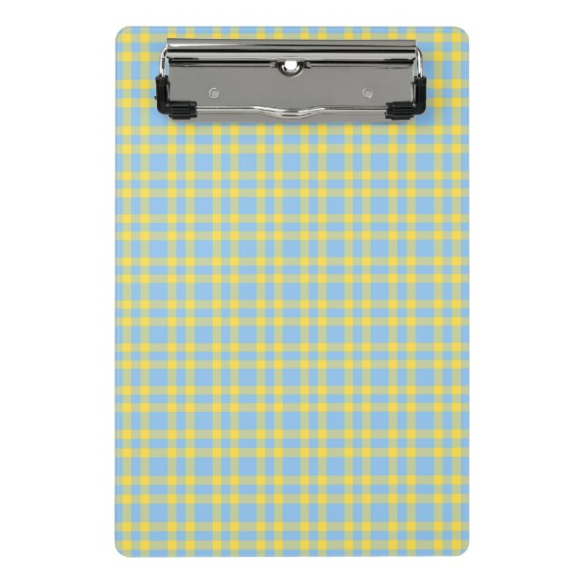 Blue Yellow Plaid Pattern Mini Clipboard (Front)