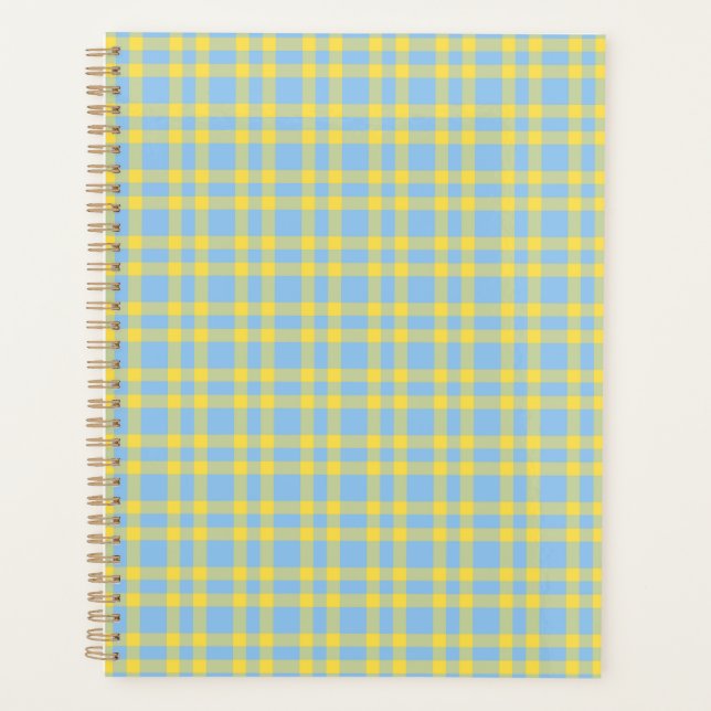 Blue Yellow Plaid Pattern Planner (Front)