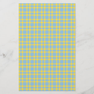 Blue Yellow Plaid Pattern Stationery