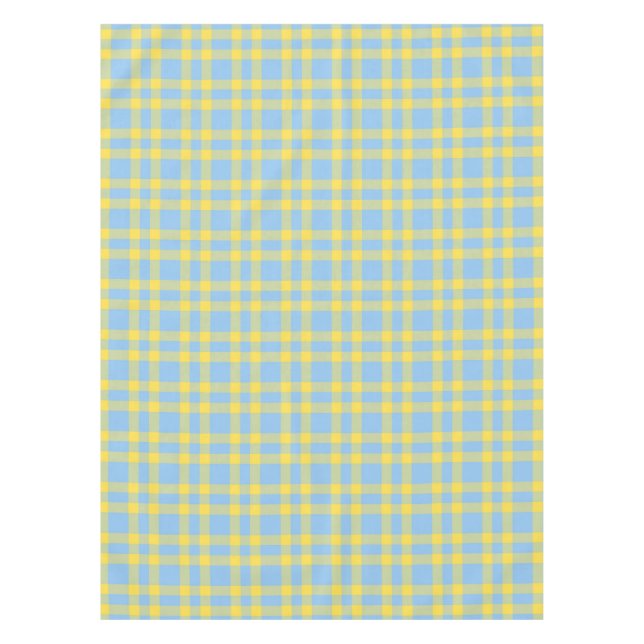 Blue Yellow Plaid Pattern Tablecloth (Front)