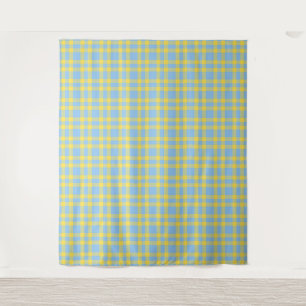 Blue Yellow Plaid Pattern Tapestry