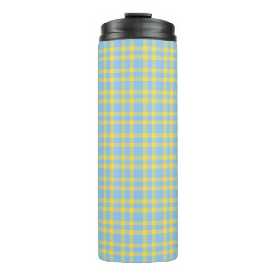 Blue Yellow Plaid Pattern Thermal Tumbler