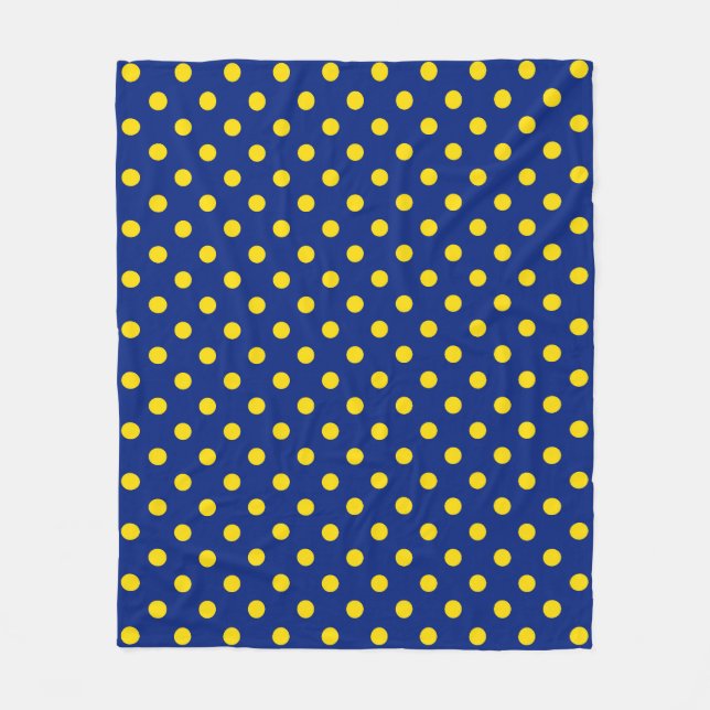 Blue Yellow Polka Dots Design Fleece Blanket (Front)