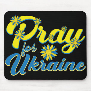 BLUE & YELLOW PRAY FOR UKRAINE FLOWERS MOUSE PAD