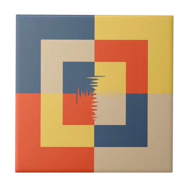 Blue Yellow Red Beige Ceramic Tile (Front)