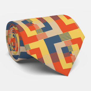 Blue Yellow Red Beige Tie