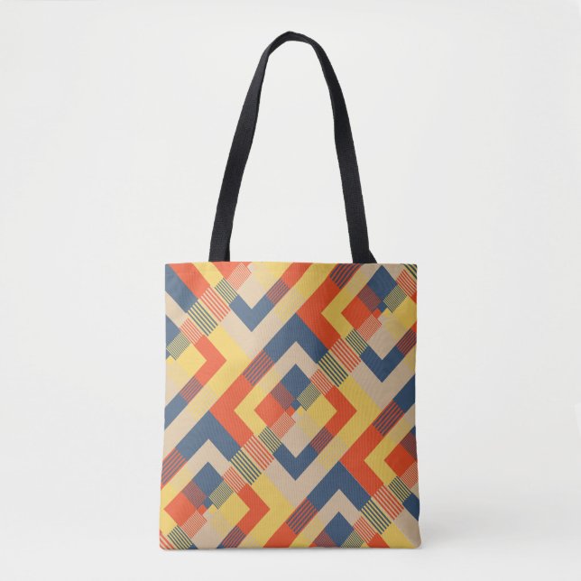 Blue Yellow Red Beige Tote Bag (Front)