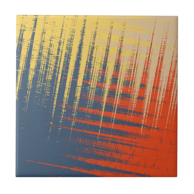 Blue Yellow Red Cream Ceramic Tile (Front)