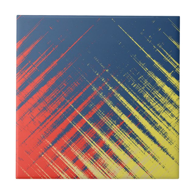 Blue Yellow Red Cream Ceramic Tile (Front)