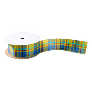 Blue, Yellow, Red Plaid Chequered pattern, Tartan Satin Ribbon