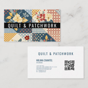 Blue Yellow Red Quilt Patchwork Handmade Clothing Business Card