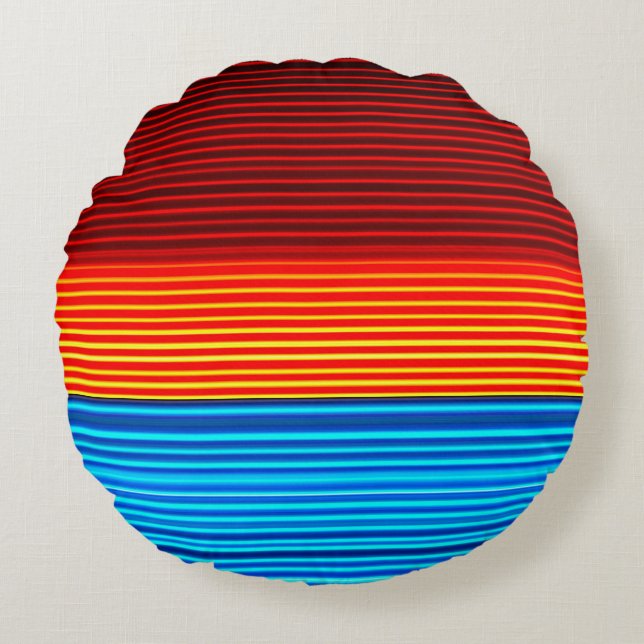 Blue Yellow Red Stripes Round Cushion (Front)