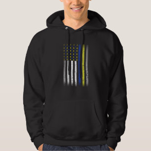 Blue & Yellow Ribbon Flag Down Syndrome Awareness  Hoodie