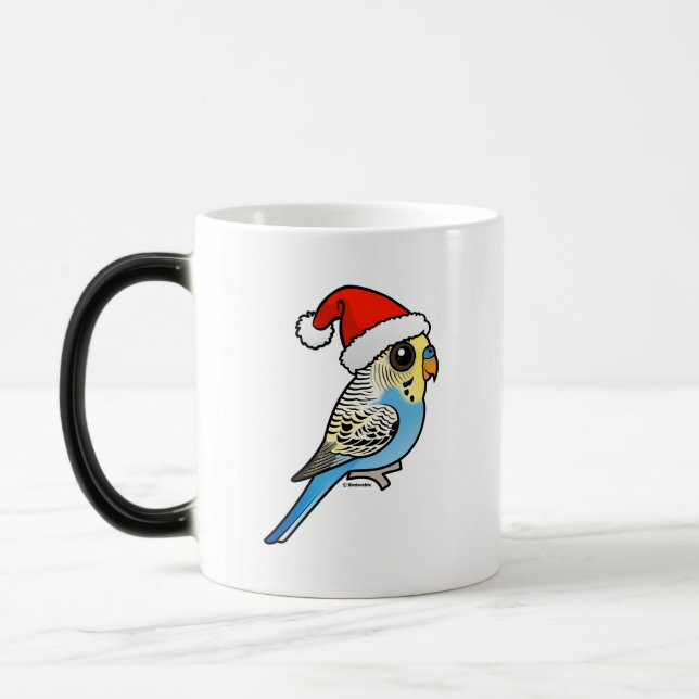 Blue & Yellow Santa Budgie Magic Mug (Left)