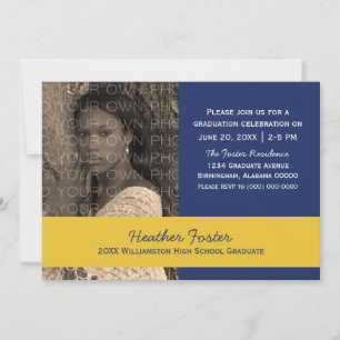 Blue/Yellow School Colour Blocks Grad Invite