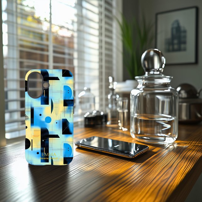 Blue & Yellow Serene Geometric Art Phone Case (Creator Uploaded)