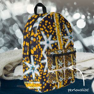 Blue yellow shining Christmas stars Printed Backpack