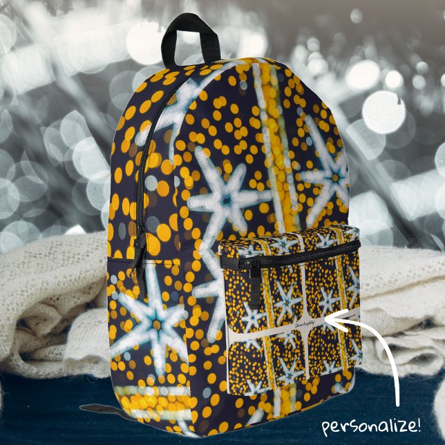 Blue yellow shining Christmas stars Printed Backpack (Creator Uploaded)