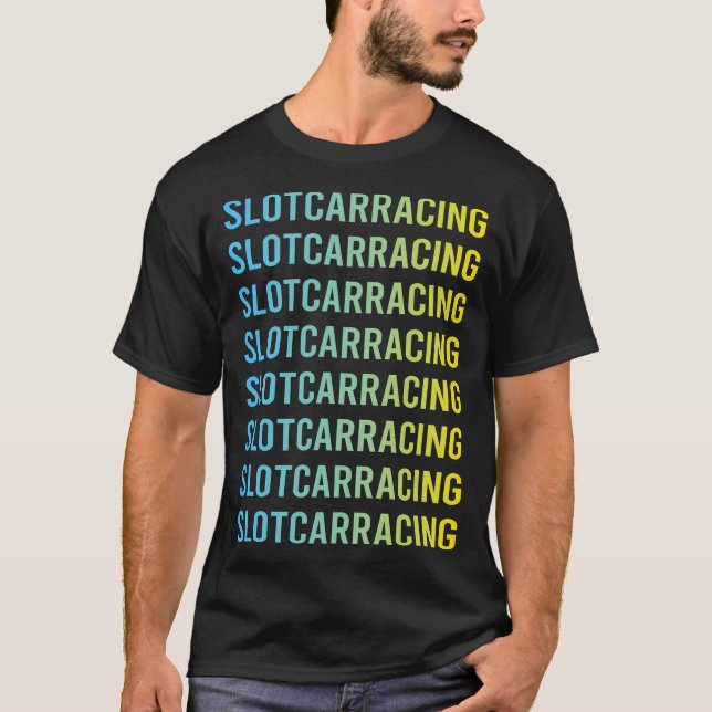 Blue Yellow Slot Car Racing Slotcar Slotcars T-Shirt (Front)