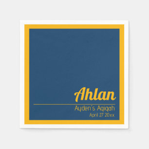 Blue Yellow Solid Colour Plain, Aqiqah Baby Shower Napkin