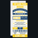 Blue & Yellow Sports Themed Ticket Birthday Party Invitation<br><div class="desc">Join us for an All-Star Birthday Party!  This ticket style invitation will perfectly set the tone for your sports team themed party!</div>
