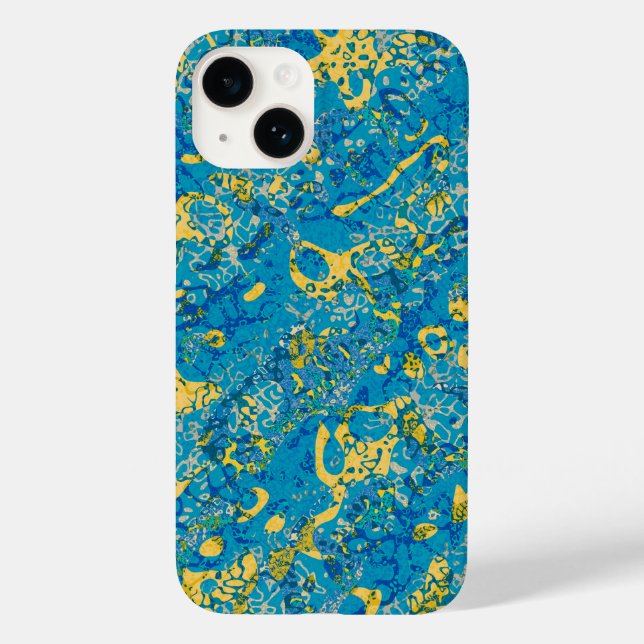 Blue & Yellow Spotted Graphic Abstraction Case-Mate iPhone Case (Back)