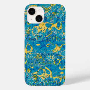 Blue & Yellow Spotted Graphic Abstraction Case-Mate iPhone 14 Case