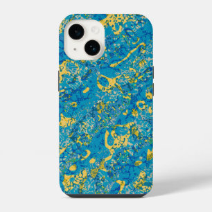 Blue & Yellow Spotted Graphic Abstraction iPhone 14 Case