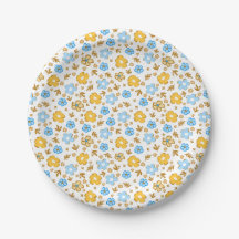 Blue Yellow Spring Floral Pattern