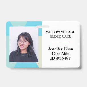 Blue Yellow Staff Employee Name Photo ID Badge
