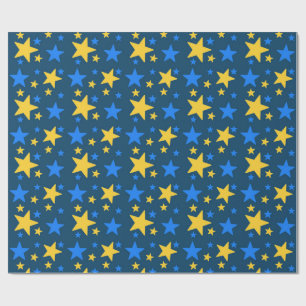 Blue & Yellow Star Pattern Gift Wrapping Paper