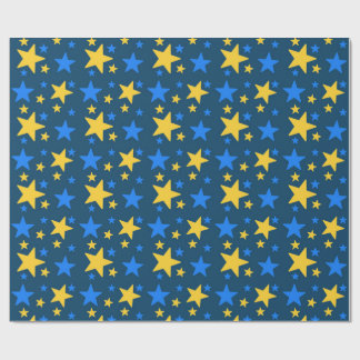 Blue & Yellow Star Pattern Gift Wrapping Paper