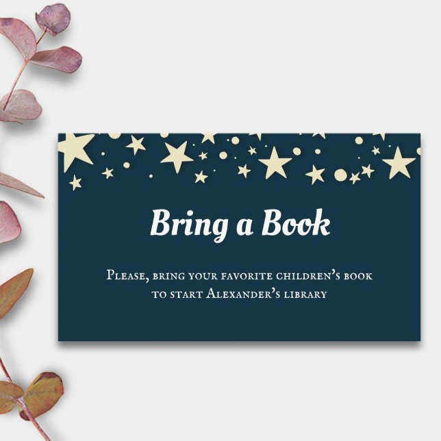 Blue & Yellow Stars Baby Shower Bring a Book Enclosure Card (Creator Uploaded)