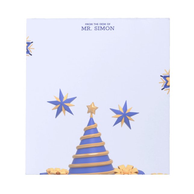 Blue & Yellow Stars Holiday Notepad (Front)