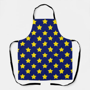 Blue Yellow Stars Pattern Decorative Apron
